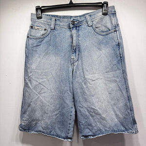 Enyce Men’s Denim Shorts Streetwear Wide Leg Embroidered Logo Retro Y2K Size 32